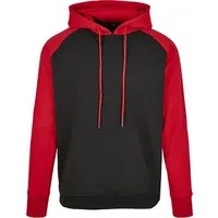 Build Your Brand Basic Raglan Kapuzenpullover Black / Red