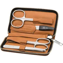 Erbe Maniküre-Etui »Lederetui mit Zippverschluss«, (4 tlg.), Hochwertiges Maniküre-Etui aus Rindleder mit Solinger Instrumenten., braun