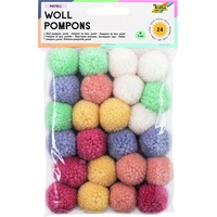 folia Woll-Pompons Pastell 24 Stück in 6 Farben sortiert