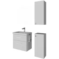 Planetmöbel Badmöbel-Set 63cm mit 2x Midischrank weiß