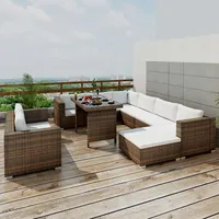 vidaXL Polyrattan Lounge-Set mit Auflagen 10-tlg. braun 41877