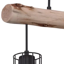 ETC Shop Retro Pendel Decken Leuchte FILAMENT Käfig Design Holz Balken Hänge Lampe im Set inkl. LED Leuchtmittel