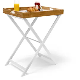 Relaxdays Tabletttisch Holz & Bambus 72 cm braun