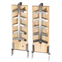 FEUERGOTT Flammlachsbrett 2er-Set Zedernholz Edelstahl beige