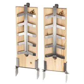 FEUERGOTT Flammlachsbrett 2er-Set Zedernholz Edelstahl beige