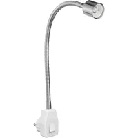 ledscom.de Steckdosenleuchte/Leselampe LESCH, Schwanenhals, chrom/weiß, 1x GU10 max. 10W