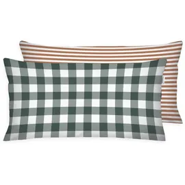 Tom Tailor Kissenbezug Classic Check 40 x 80 cm Grün/Braun/Rot