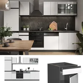 Vicco Küchenzeile R-Line J-Shape Anthrazit Weiß 300 cm modern Küchenschränke Küchenmöbel