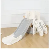 BABY VIVO Rutsche mit Basketballkorb Schloss Grau/Beige