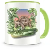 Samunshi® Kindertasse mit Namen Tasse Schildkröte Personalisierte Tasse mit Namen Kinder Kinderbecher mit Namen Kindergarten grün 300ml