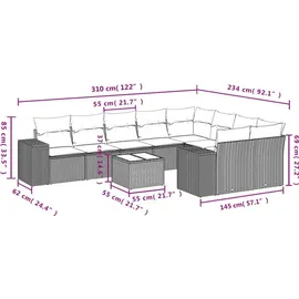 vidaXL Gartensofa-Set 10-tlg. braun