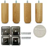 Omformo Möbelfuß Möbelfüße Rundo in Eiche Massivholz, (Set, 4-St., 4), für alle gängigen Möbelstücke und Sofas mit M8 Gewinde braun