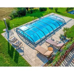 Poolüberdachung novacomet e-line flat clear