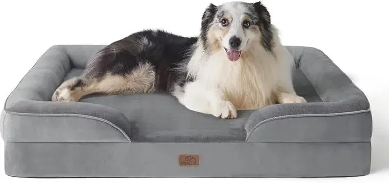 BEDSURE Orthopädisches Hundebett, ergonomische Hundecouch, 106 x 80 cm, grau