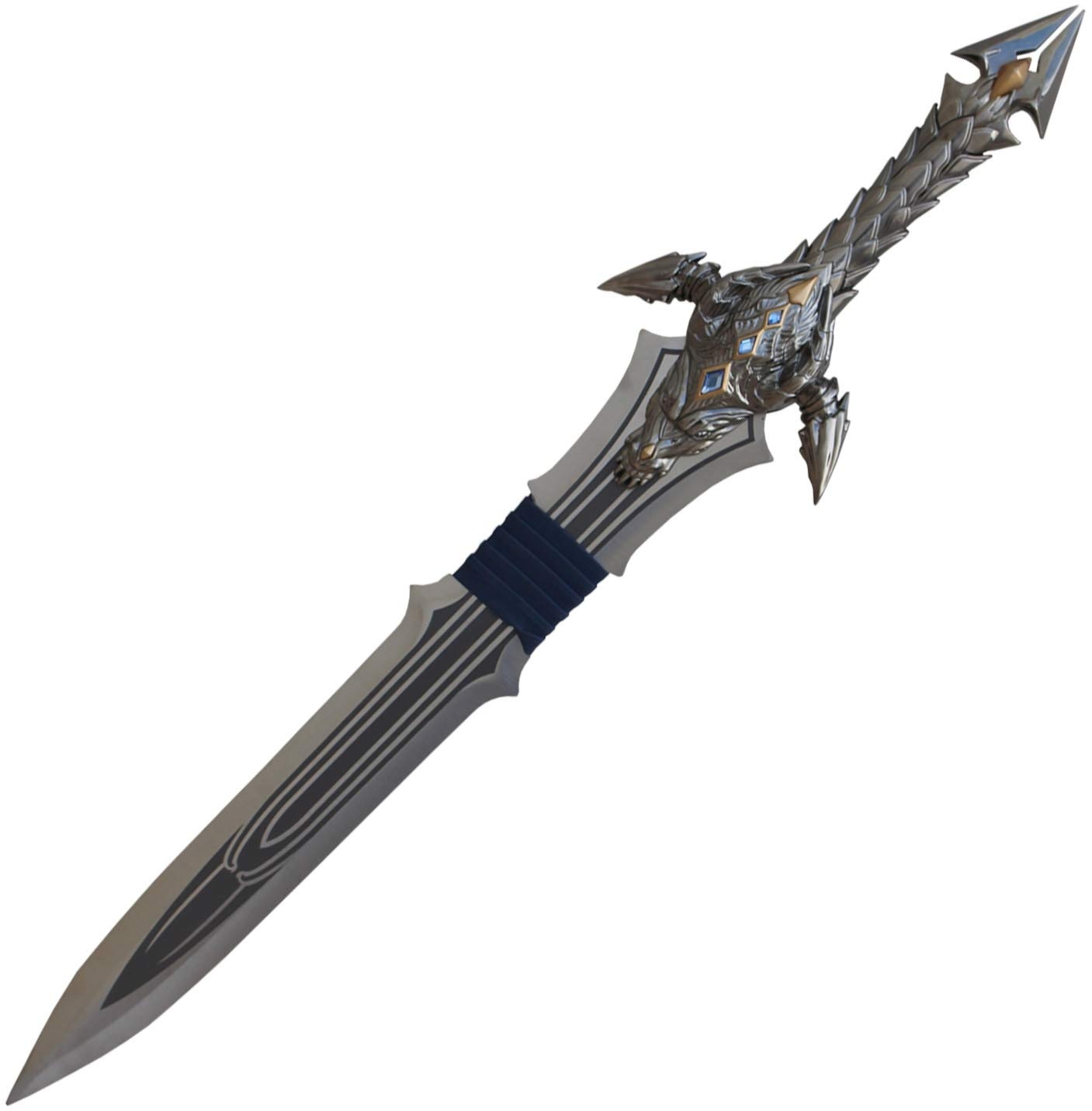 Mini-Schwert World of Warcraft inoffizielle Replik von Anduin Lothar's Quel'Zaram Schwert aus Edelstahl mit Metallgriff und 51cm Klinge - Stumpfes dekoratives Schwert