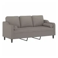 vidaXL 3-Sitzer-Sofa mit Zierkissen Taupe 180 cm Stoff