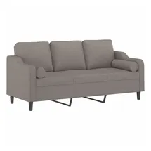 vidaXL 3-Sitzer-Sofa mit Zierkissen Taupe 180 cm Stoff