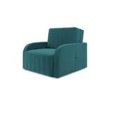 MOEBLO Kindersofa aus Samtstoff MONTANA 80, mit Bettfunktion Schlafsofa mit Bettkasten Sessel mit Schlaffunktion Schlafsessel Sofa Sessel Jugendsofa Schlafsofa 1-Sitzer Gästebett, mit Relaxfunktion blau