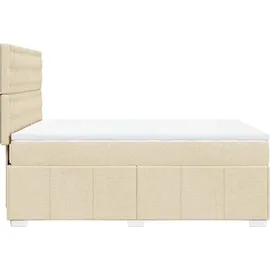 vidaXL Boxspringbett mit Matratze Creme 160x200 cm Stoff