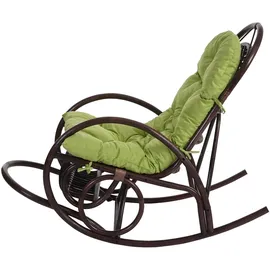 Mendler Schaukelstuhl HWC-C40, Schwingsessel Rattansessel, braun ~ Auflage grün