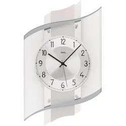 Funkwanduhr AMS "F5516", silber (silberfarben), Wanduhren, B/H/L: 29cm x 8cm x 48cm, Quarzuhr,Holz,Glas,Wohnzimmer,Esszimmer,Küche,Made in Germany,Büro