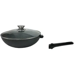 WOK-Pfanne abnehmbarer Griff 32cm Induktion Deckel Anti Haft Bratpfanne Marmor