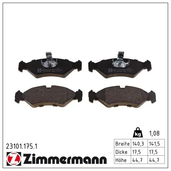ZIMMERMANN Bremsbelagsatz, Scheibenbremse 231011751 Vorderachse für Ford MAZDA MITSUBISHI