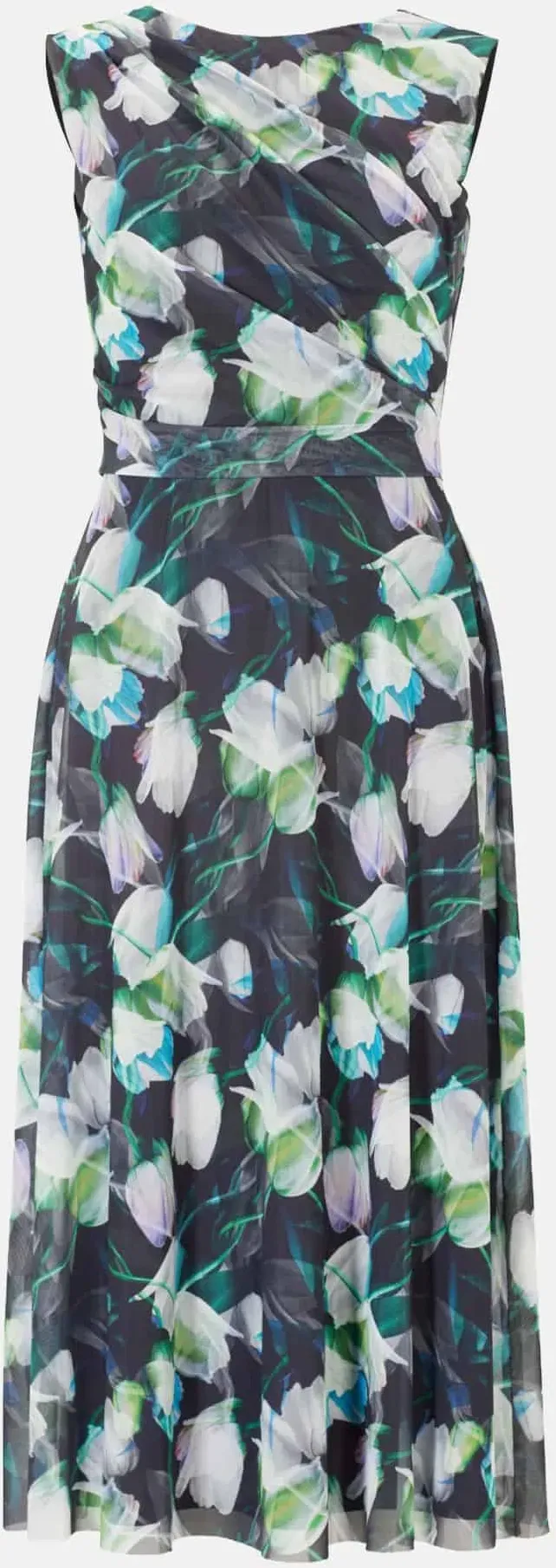 Kleid aus bedrucktem Mesh Blau 50