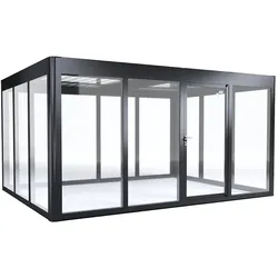 SunElements Design Gewächshaus SunGarden Energy mit Photovoltaikdach 3.4 anthrazit-metallic, Wände: 6mm Acrylglas klar, Dach: Doppelglasmodule 40 % Transparenz