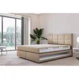Trada Boxspringbett 140x200 Mallorca Beige Matratze Schlafzimmer Komplett Set - Beige