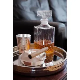 Edzard Tablett Alaska, rund, Edelstahl gehämmert hochglanzpoliert, Durchmesser 32 cm