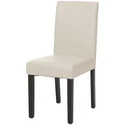 Esszimmerstuhl Littau, Küchenstuhl Stuhl, Kunstleder ~ weiß, dunkle Beine