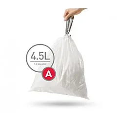 simplehuman Müllbeutel CW0160 30 Stück, für Abfalleimer, passgenau, 4,5 l