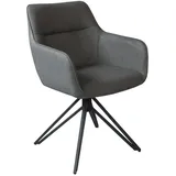 SAM Outillage Esszimmer Drehstuhl, Kunstlederbezug Anthrazit Metallgestell Pitt