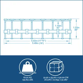 BESTWAY Steel Pro Max Frame Pool Set 549 x 122 cm lichtgrau inkl. Filterpumpe