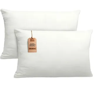 NatureMark 2er Set Jersey Kissenbezüge – Elastisch, weich, atmungsaktiv und hautfreundlich – Waschbare Kissenhülle - 40x60 (ideal für Nackenkissen) – Natur/Creme