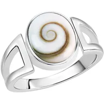 VIVANCE Fingerring VIVANCE "925/- Sterling Silber rhodiniert weiße Muschel" Gr. 56, weiß, Fingerringe, Damen, 056 (17,8), Silber 925 (Sterlingsilber), Fingerring