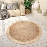 Paco Home Teppich »Viborg 594«, rund, 6 mm Höhe, Jute, Modern, Boho, Ethno, Handgefertigter Natur-Teppich beige