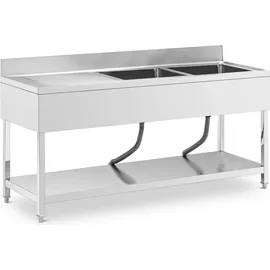 Royal Catering Spültisch 2 Becken Edelstahl 180 x 60 cm - Spültische Royal Catering