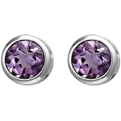 Paar Ohrstecker JOBO, silber (silber 925, lila), Ohrringe, Damen, Silber 925 (Sterlingsilber), 925 Silber mit Amethyst
