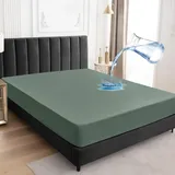 Matratzenschoner, wasserdicht, Super-King-Size-Bett, 180 x 200 cm, wasserdichtes Spannbetttuch, wasserdichter Matratzenschoner mit Gummiband, Matratzenbezüge, Olivgrün