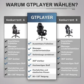 GTPLAYER Stoff Grau