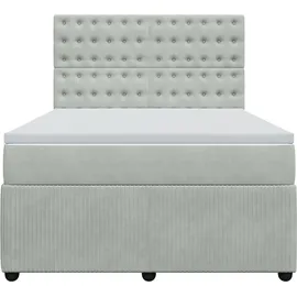 vidaXL Boxspringbett mit Matratze Hellgrau 140x200 cm Samt