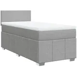 vidaXL Boxspringbett mit Matratze Hellgrau 100x200 cm Stoff