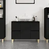 vidaXL Waschbeckenunterschrank Schwarz 80x33x60 cm Holzwerkstoff