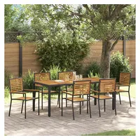 vidaXL Garten Essgruppe 7-tlg. Schwarz/Braun