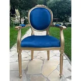 Casa Padrino Luxus Barock Esszimmer Stuhl Blau Gold Handgefertigt Antik Stil