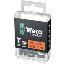 WERA 840/1 IMP DC Hex-Plus DIY Impaktor Bits, 4 x 25 mm, 10-teilig