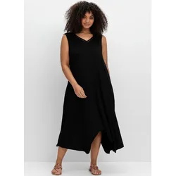 Sommerkleid SHEEGO "Strandkleid", Damen, Gr. 50, Normalgrößen, schwarz, 95% Viskose, Kleider