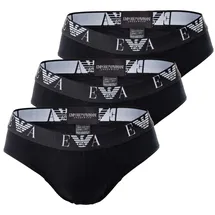 Emporio Armani Herren Slips 3er Pack - Briefs, Unterwäsche, Stretch Cotton schwarz M